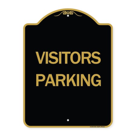 Parking Lot Sign Visitors Parking, Black & Gold Aluminum Architectural Sign